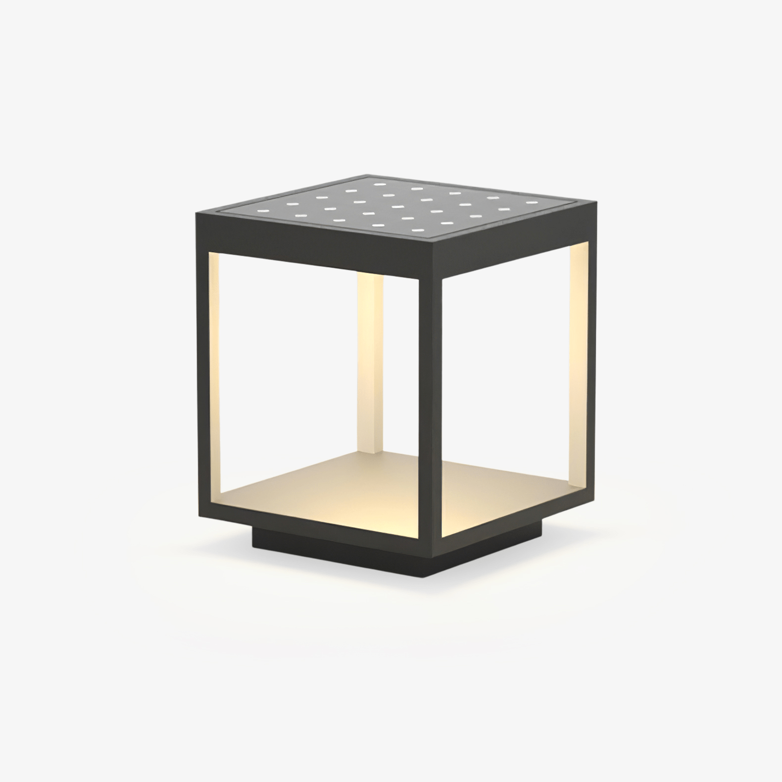 Noir Square Frame Solar Post Light