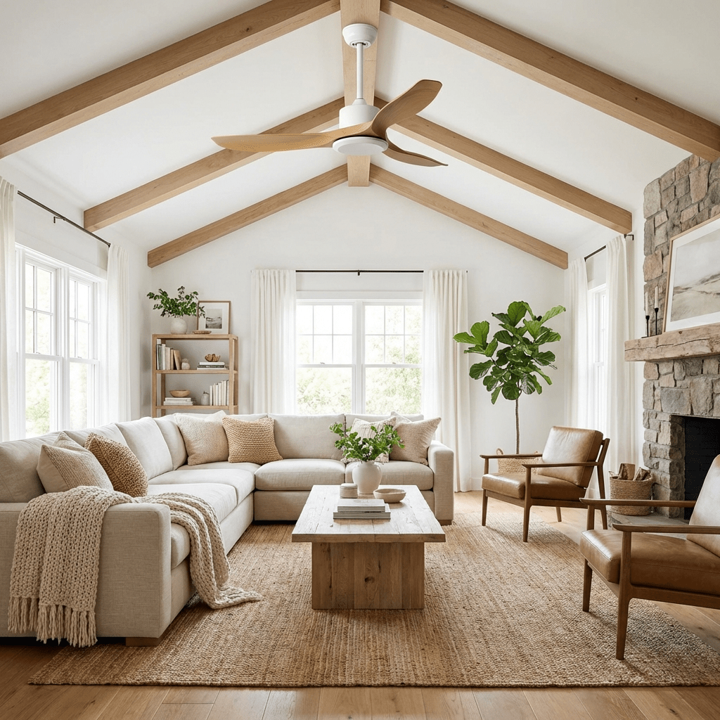 Elegant Woodgrain Modern Ceiling Fan Light