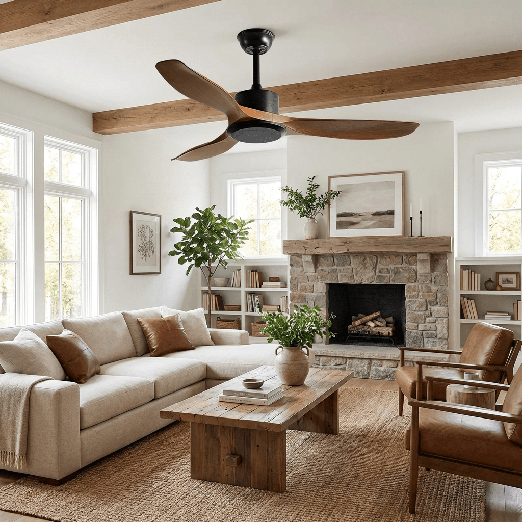 Elegant Woodgrain Modern Ceiling Fan Light