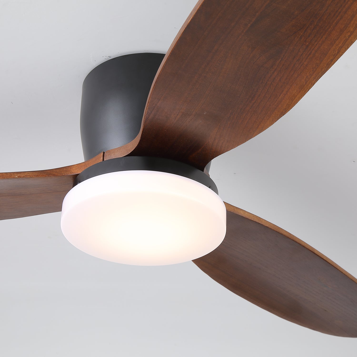 Nocturnus Sculpted Walnut Halo Ceiling Light