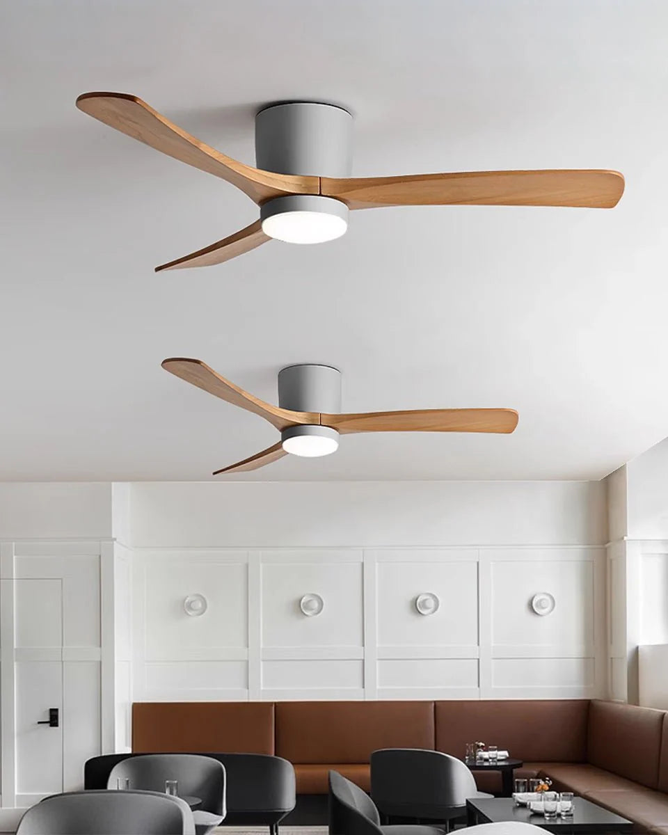 Nordic Wood Blade Ceiling Fan Light