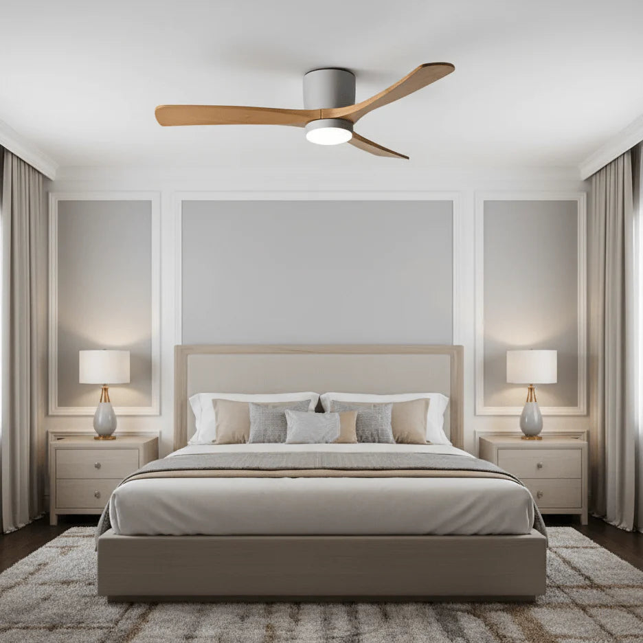 Nordic Wood Blade Ceiling Fan Light