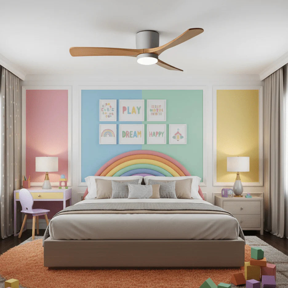 Nordic Wood Blade Ceiling Fan Light