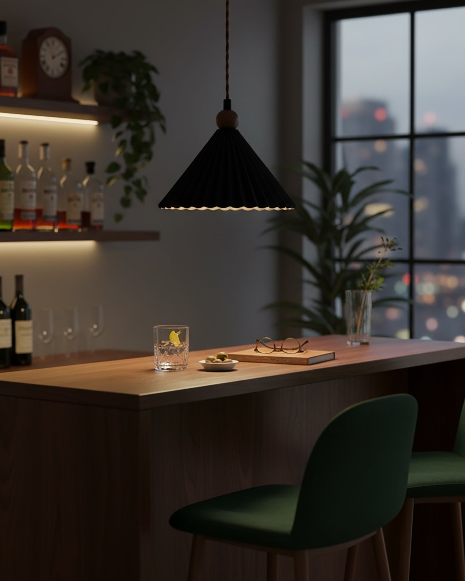Ceramic Pleated Pendant Light