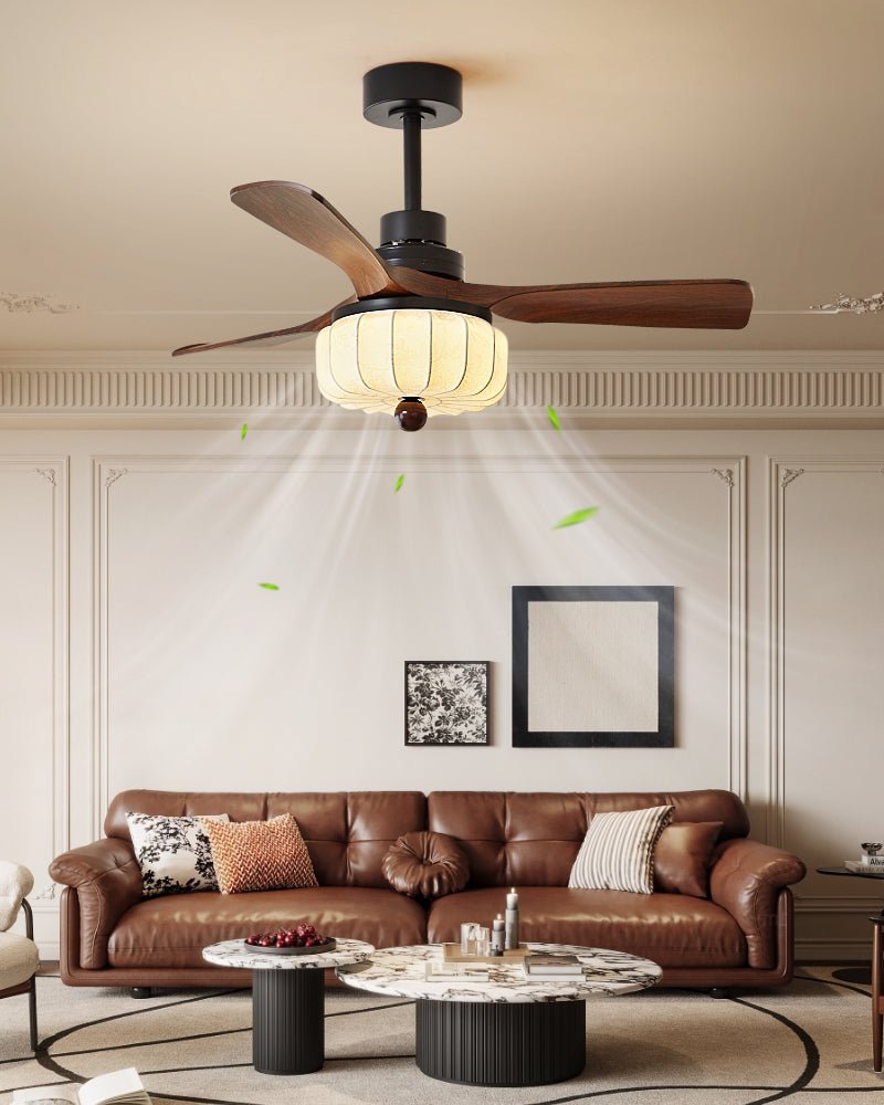 Elegant Fabric Shade Ceiling Fan Illumination