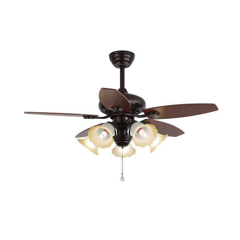 Lily Bloom Sculpted Wood Ceiling Fan Light