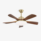 Luxury Curved Wood Brass Ceiling Fan Light