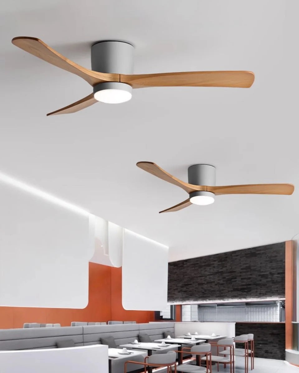 Nordic Wood Blade Ceiling Fan Light