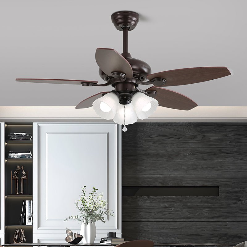 Lily Bloom Sculpted Wood Ceiling Fan Light