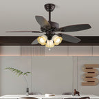 Lily Bloom Sculpted Wood Ceiling Fan Light