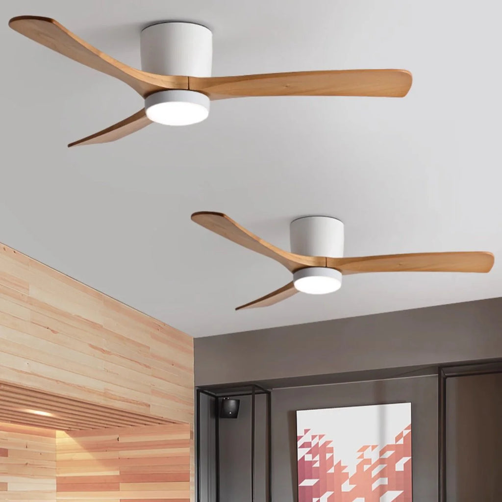 Nordic Wood Blade Ceiling Fan Light