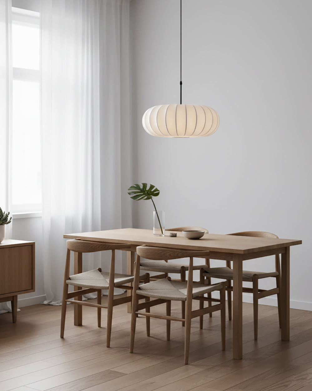 Verona Plug-In Fabric & Silk Pendant Light
