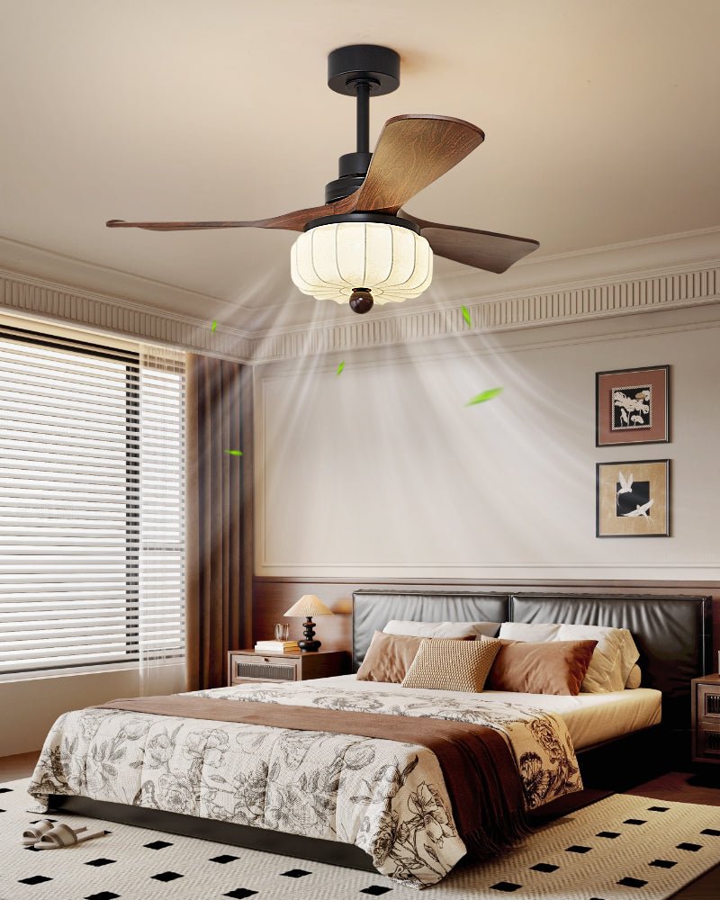 Elegant Fabric Shade Ceiling Fan Illumination
