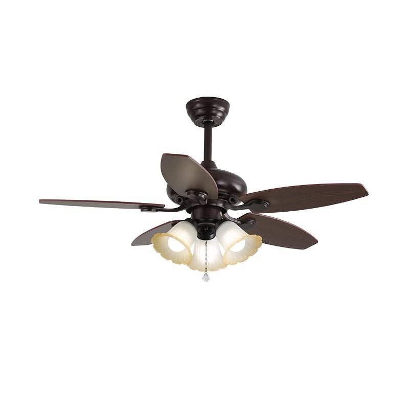 Lily Bloom Sculpted Wood Ceiling Fan Light