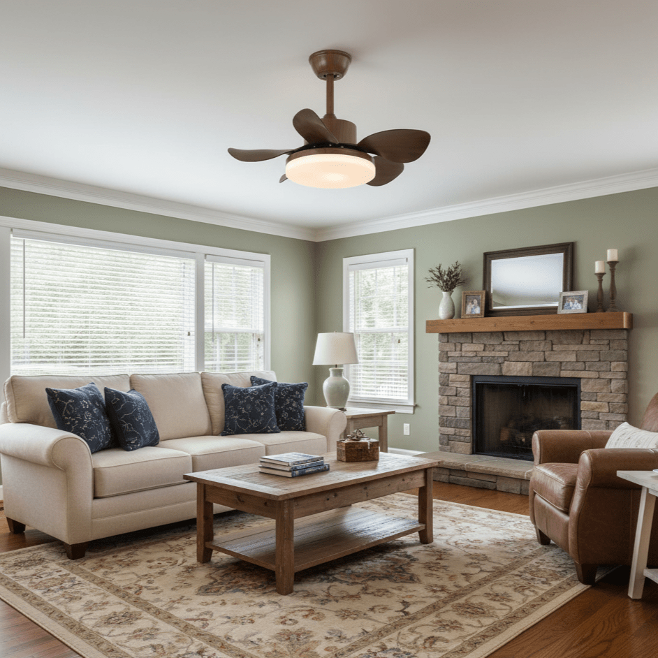 Terra Sculpted Walnut Blade Ceiling Fan Light