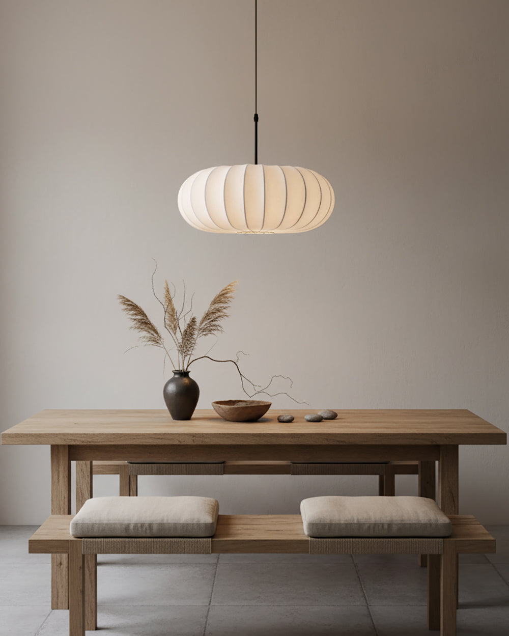 Verona Plug-In Fabric & Silk Pendant Light