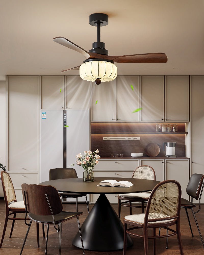 Elegant Fabric Shade Ceiling Fan Illumination