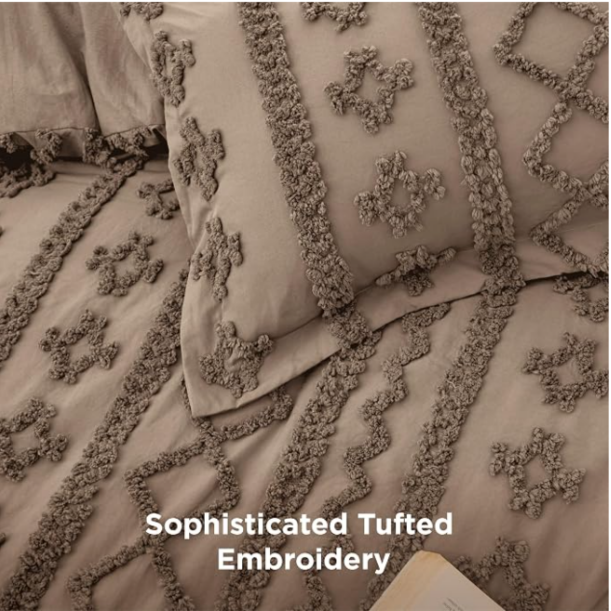 Tufted comforter detail, Brown