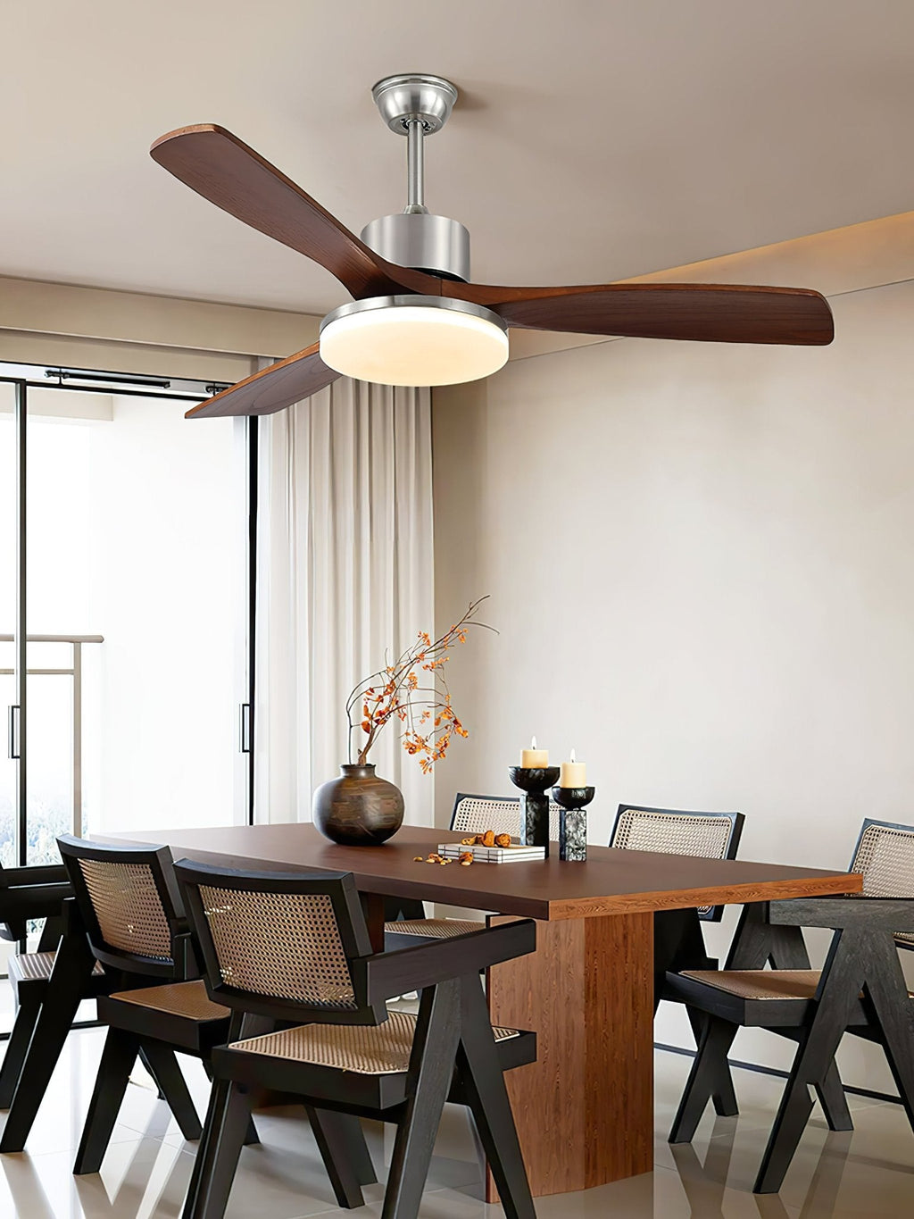 Lunet Contemporary Wood Blade Ceiling Light