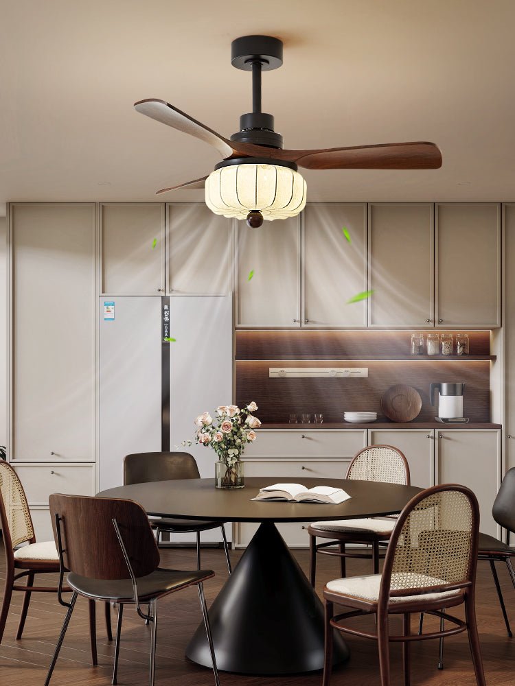 Elegant Fabric Shade Ceiling Fan Illumination