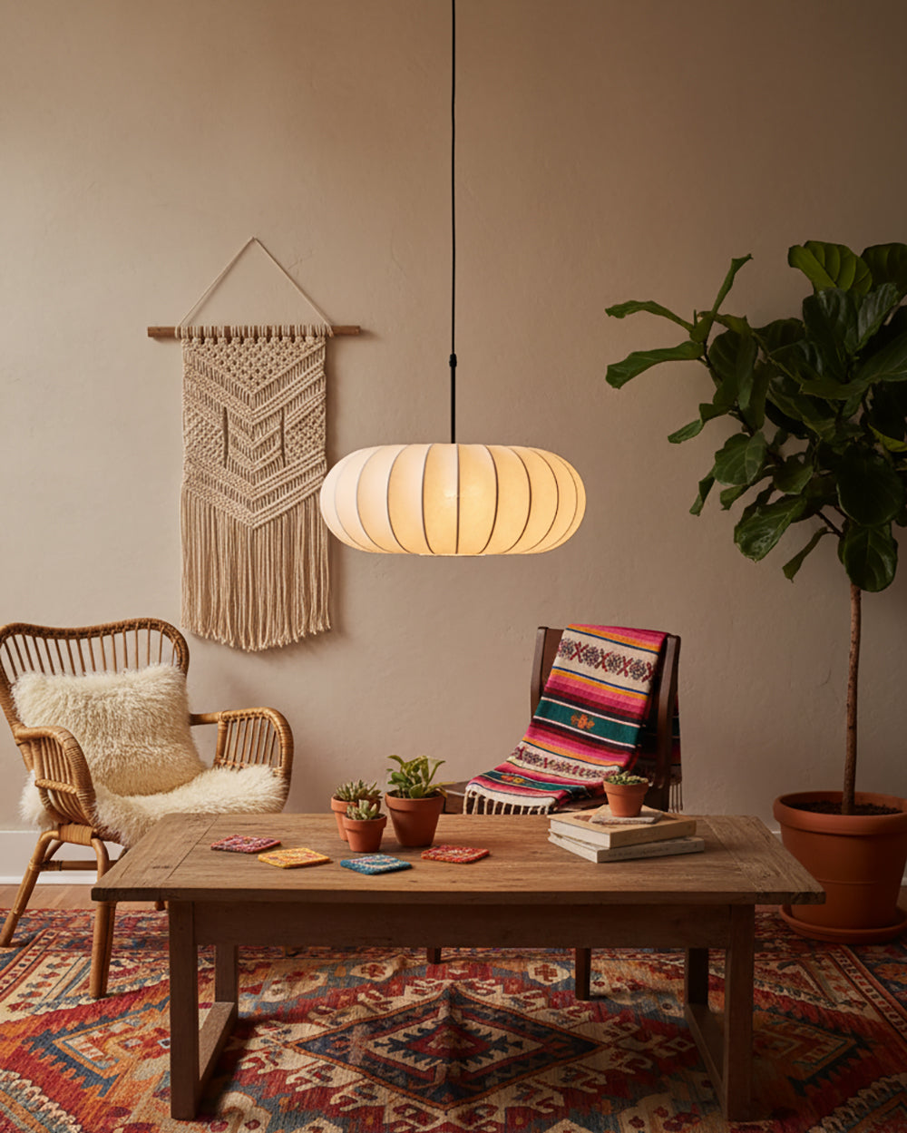 Verona Plug-In Fabric & Silk Pendant Light