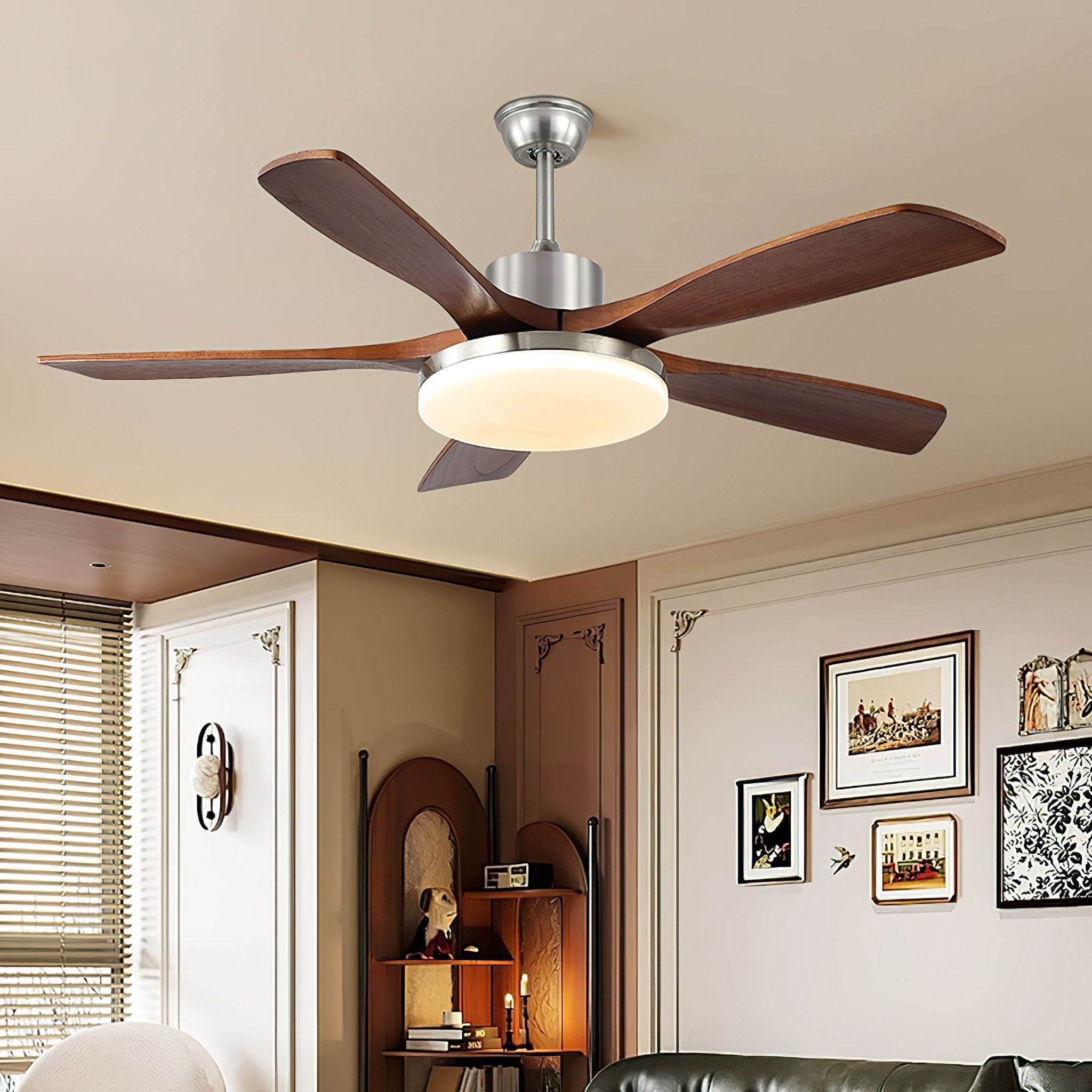 Lunet Contemporary Wood Blade Ceiling Light