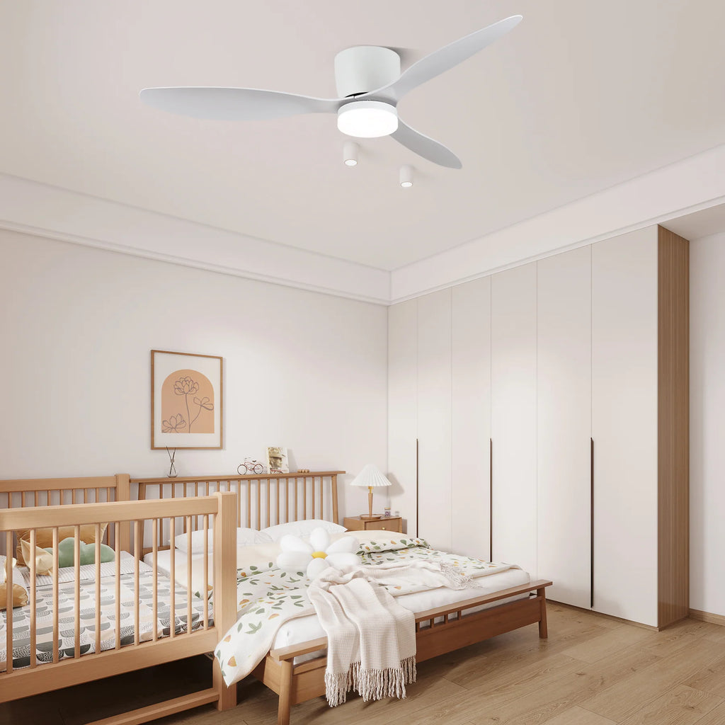 Aerodynamic Sculpted Wood Blade Ceiling Fan Light