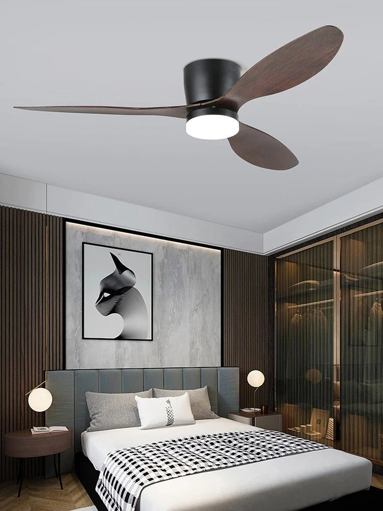 Aerodynamic Sculpted Wood Blade Ceiling Fan Light