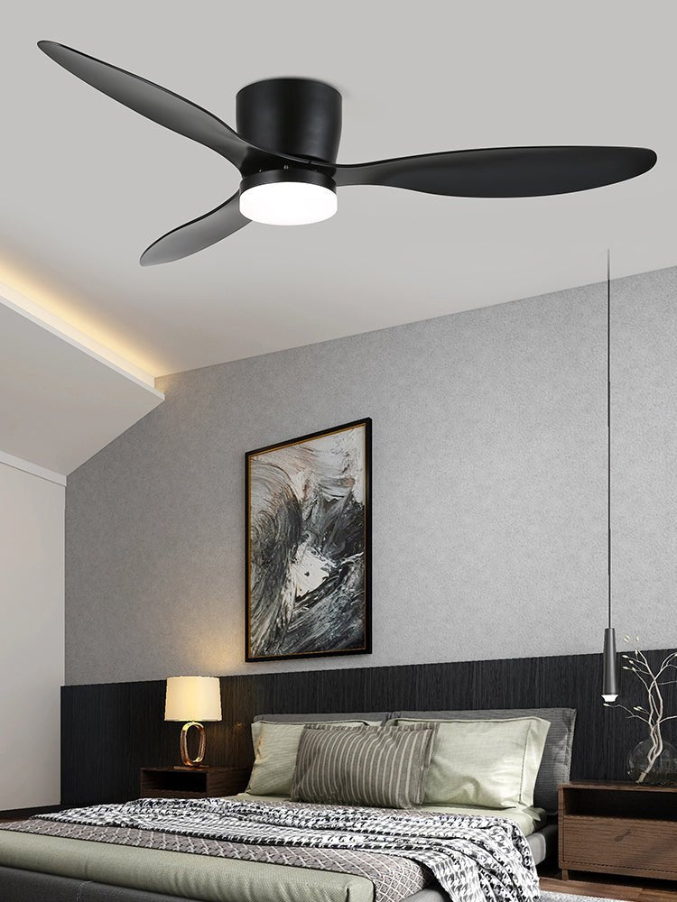 Aerodynamic Sculpted Wood Blade Ceiling Fan Light