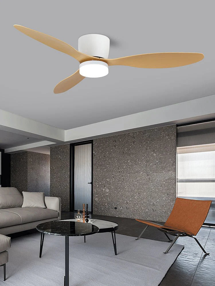Aerodynamic Sculpted Wood Blade Ceiling Fan Light