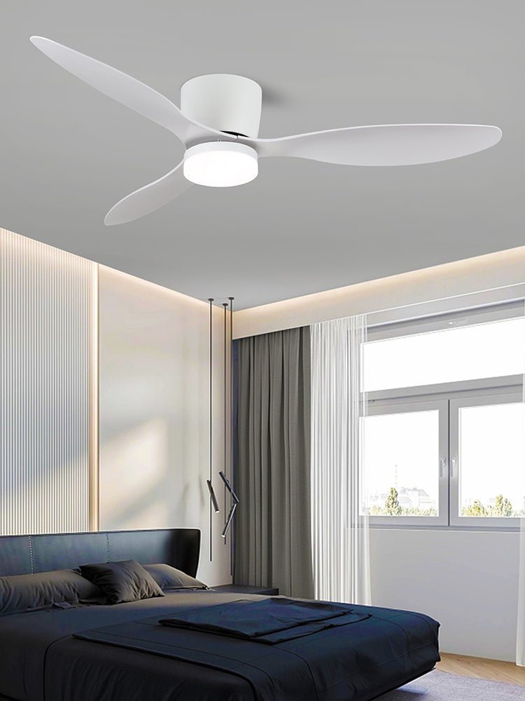 Aerodynamic Sculpted Wood Blade Ceiling Fan Light