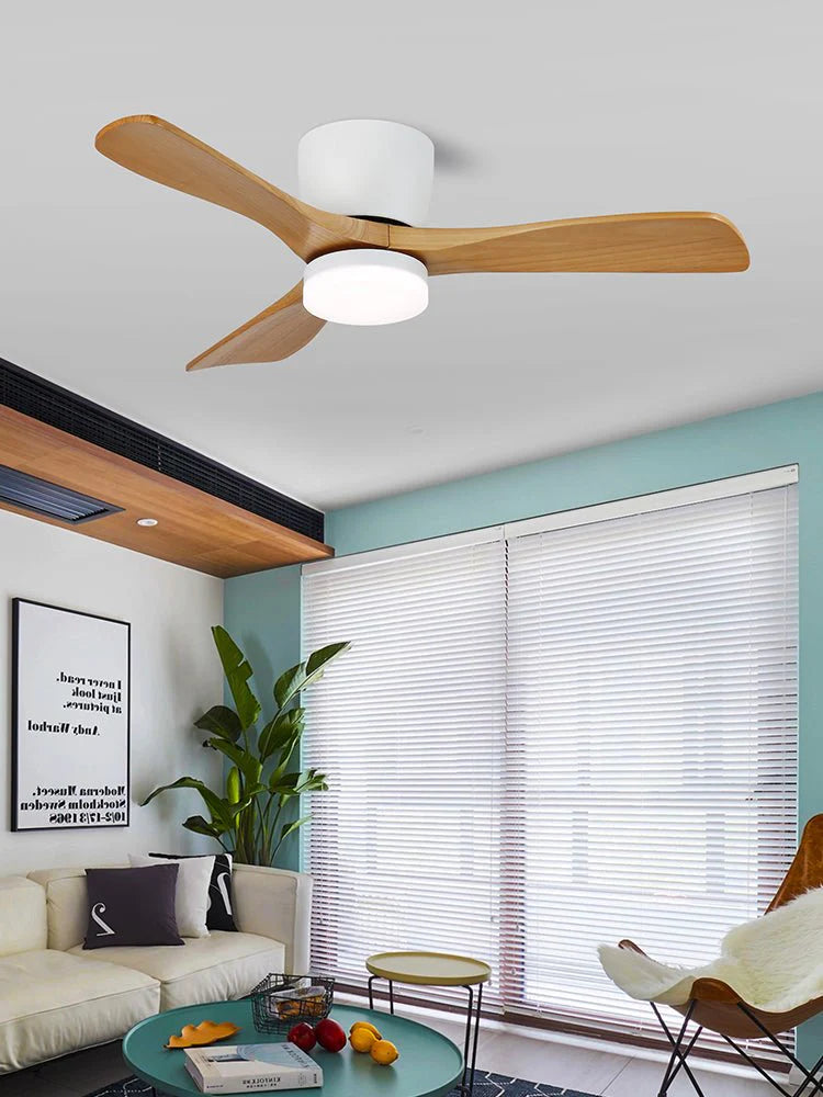 Aerodynamic Sculpted Wood Blade Ceiling Fan Light