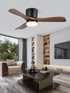 Aerodynamic Sculpted Wood Blade Ceiling Fan Light