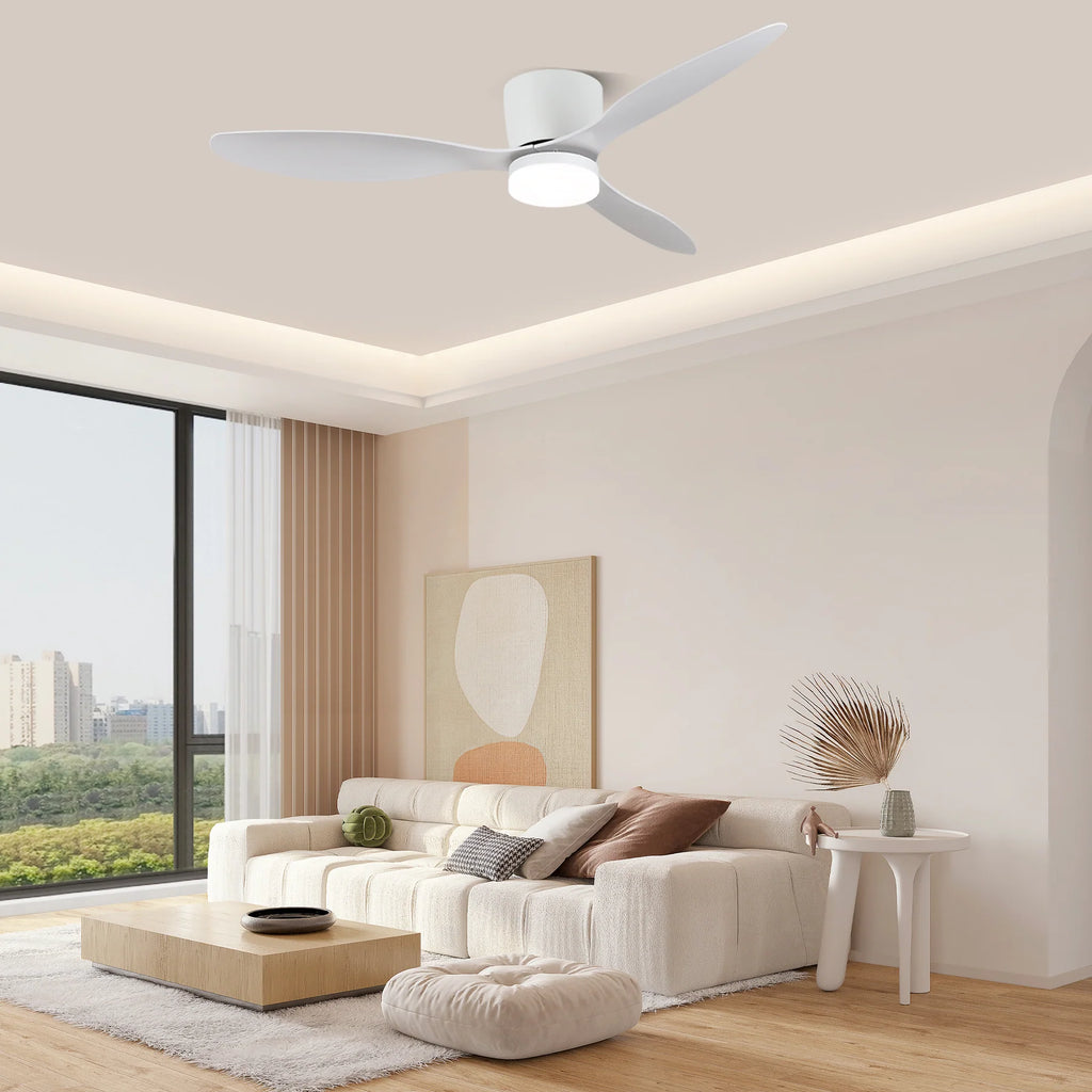 Aerodynamic Sculpted Wood Blade Ceiling Fan Light