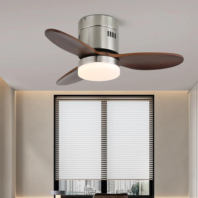 Premium Walnut Blade Flush Ceiling Fan Light