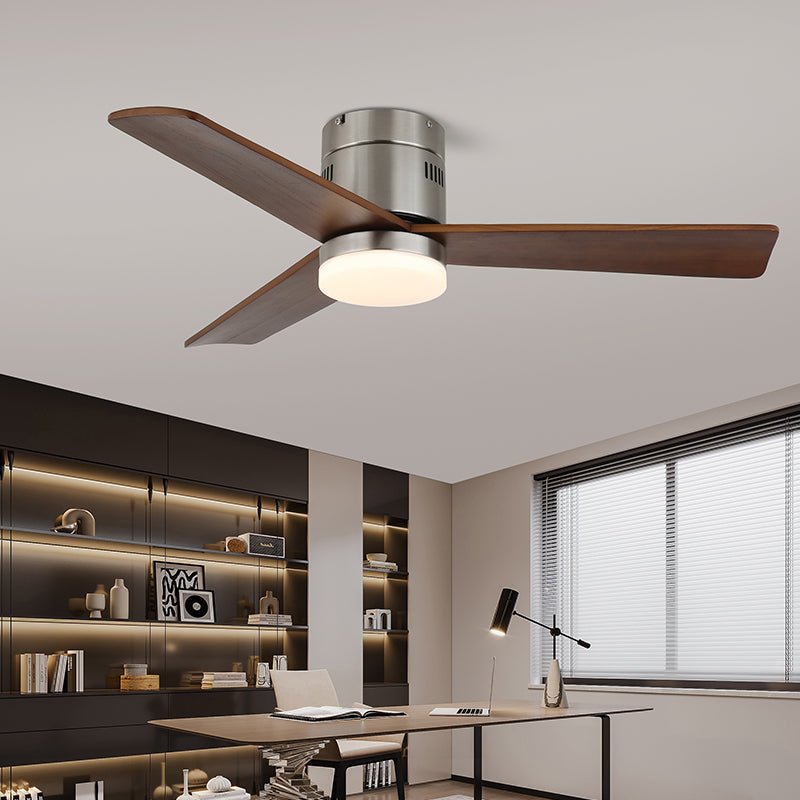Premium Walnut Blade Flush Ceiling Fan Light