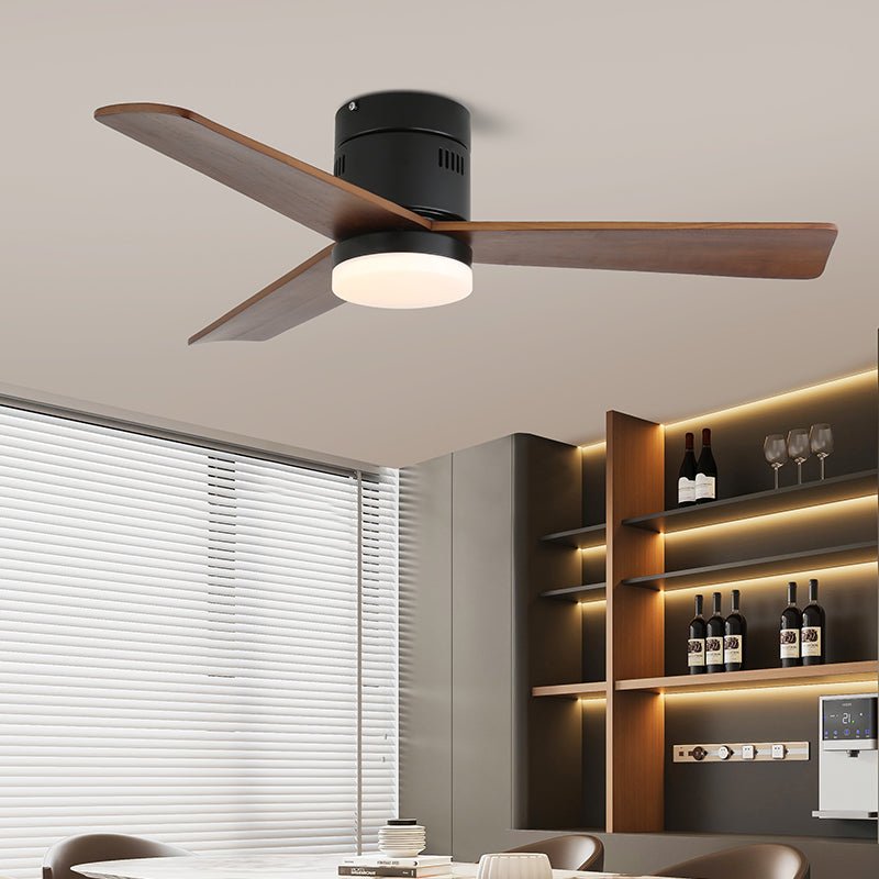 Premium Walnut Blade Flush Ceiling Fan Light