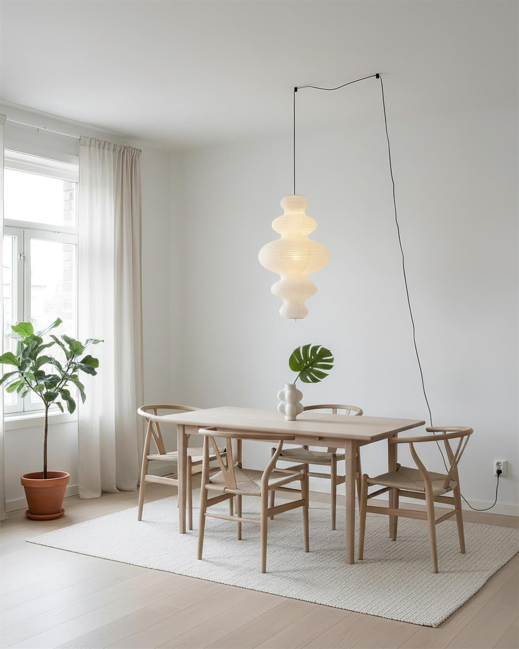 Akari Juni Rice Paper Plug-In Pendant Light