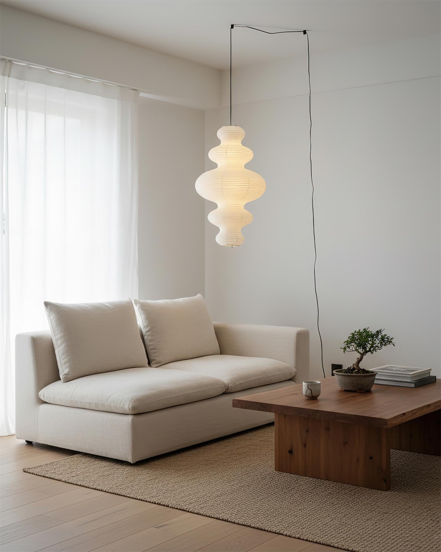 Akari Juni Rice Paper Plug-In Pendant Light