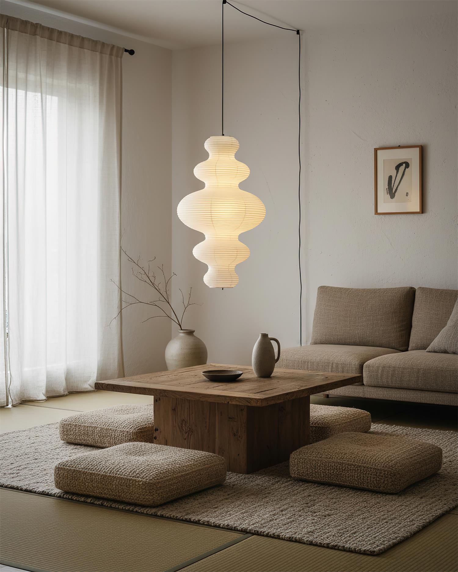 Akari Juni Rice Paper Plug-In Pendant Light