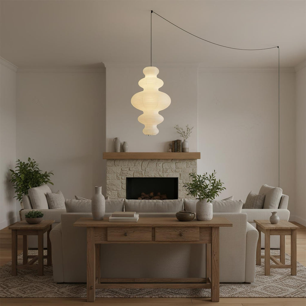 Akari Juni Rice Paper Plug-In Pendant Light