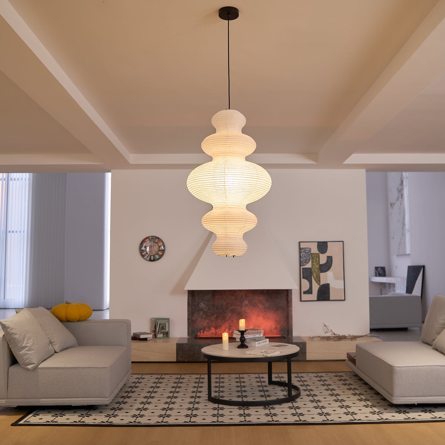 Akari Juni Rice Paper Plug-In Pendant Light