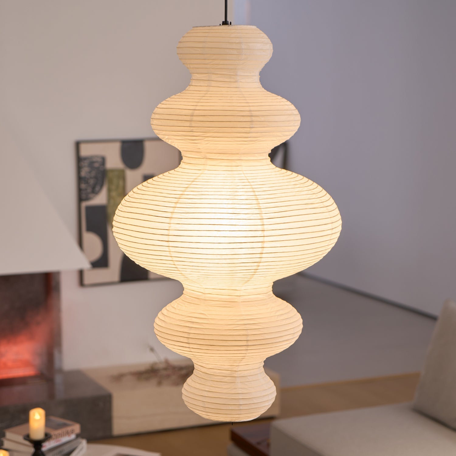 Akari Juni Rice Paper Plug-In Pendant Light