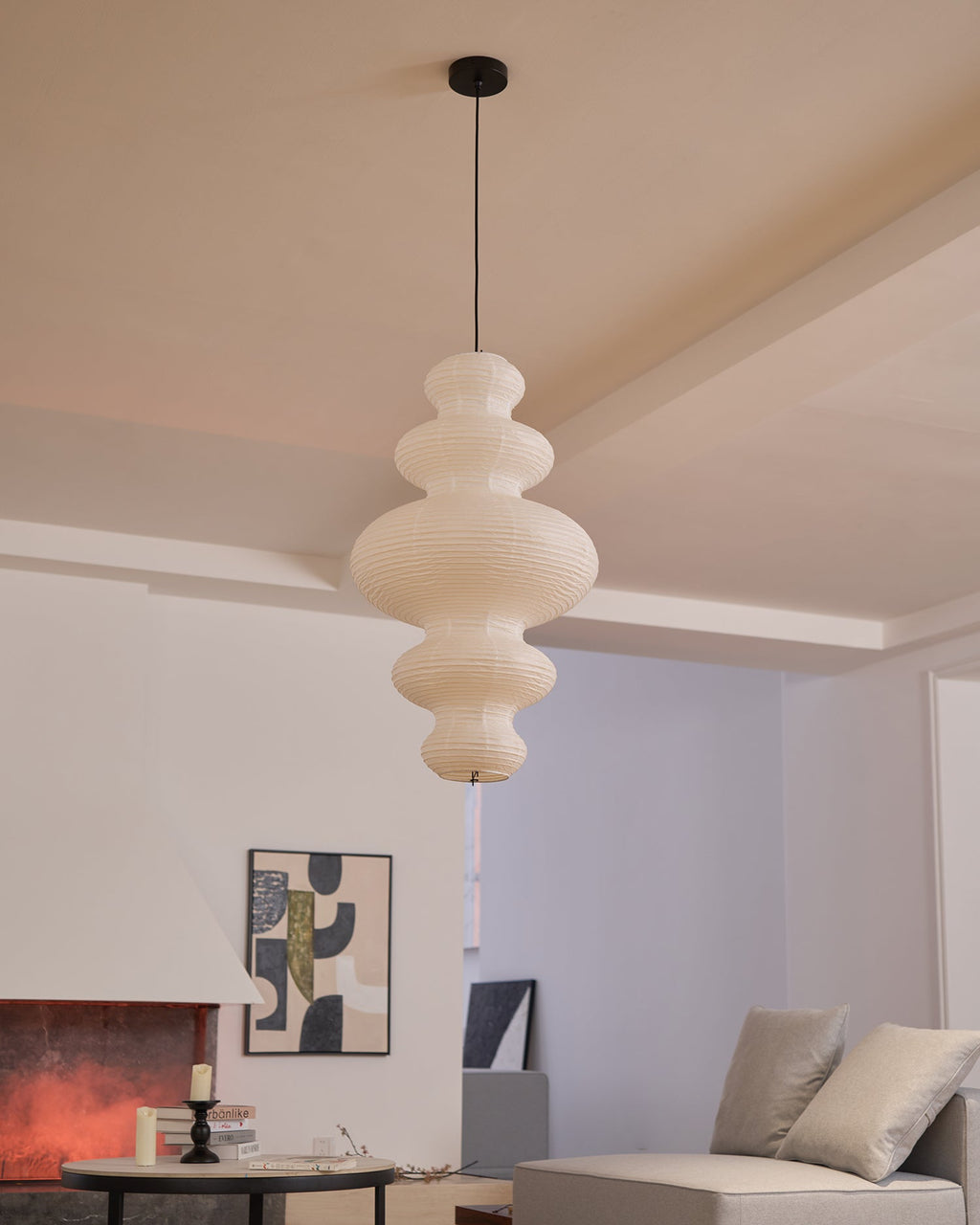 Akari Juni Rice Paper Plug-In Pendant Light