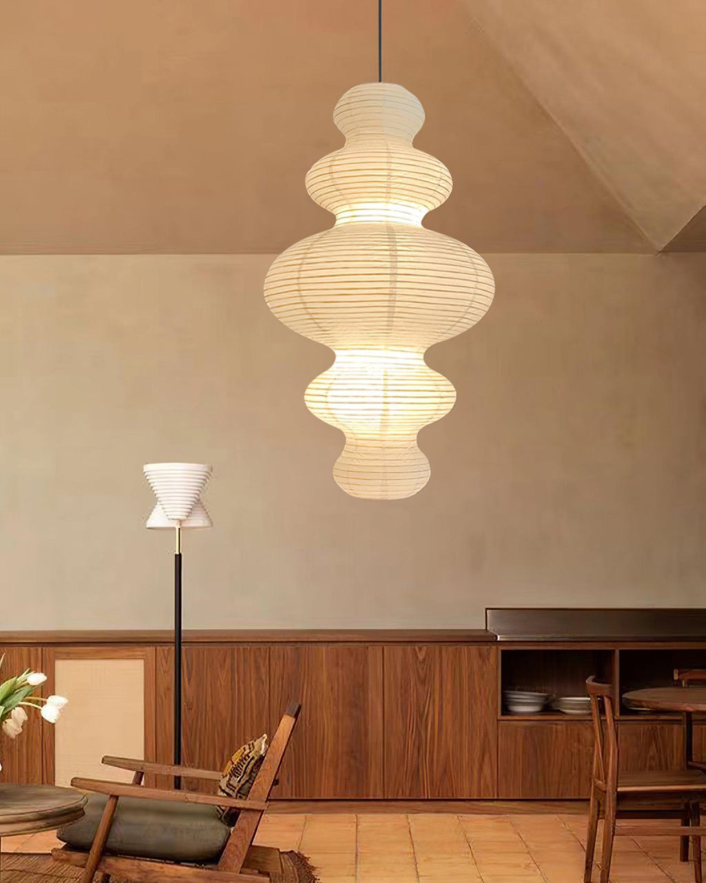 Akari Juni Rice Paper Plug-In Pendant Light