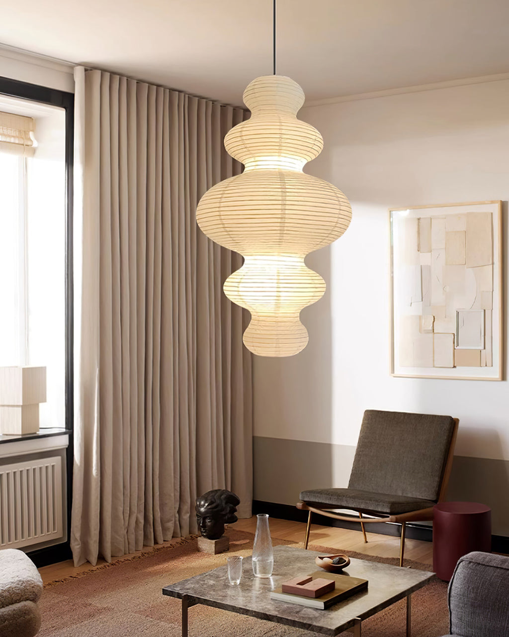 Akari Juni Rice Paper Plug-In Pendant Light