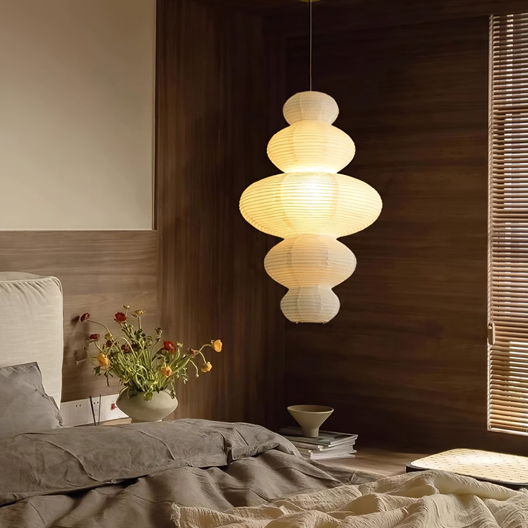 Akari Juni Rice Paper Plug-In Pendant Light