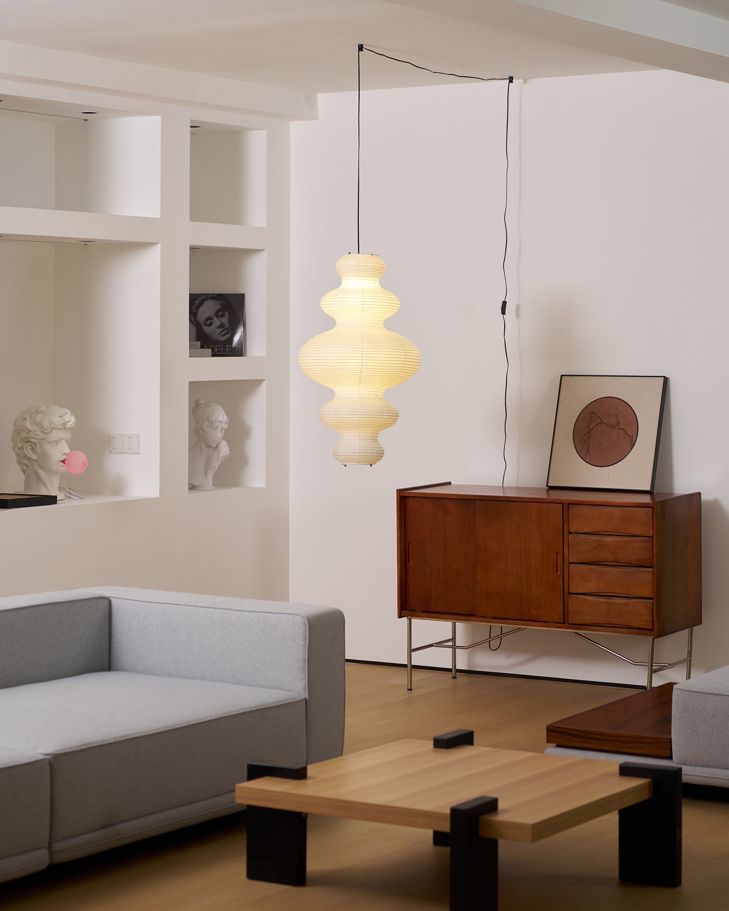 Akari Juni Rice Paper Plug-In Pendant Light