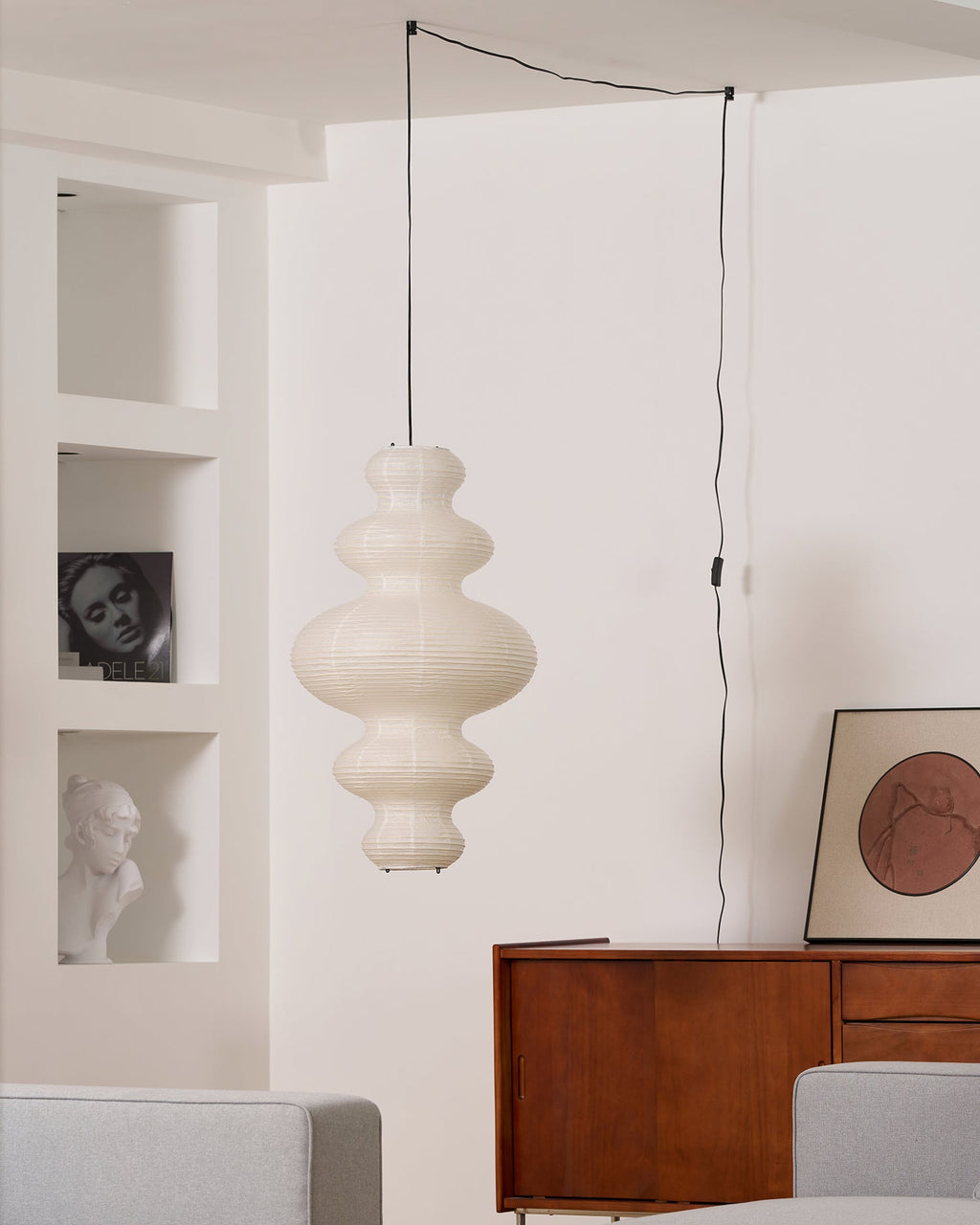 Akari Juni Rice Paper Plug-In Pendant Light