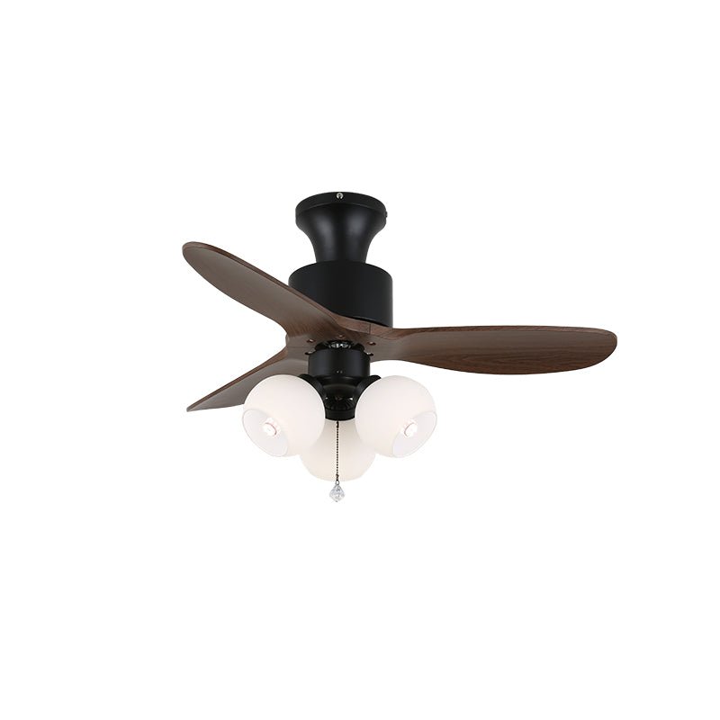 Walnut Amber Glass Fan Light Fixture